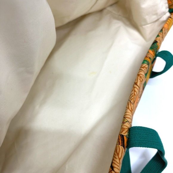 HERMES Parakeet bird pattern Bag Tote Bag Canvas Orange - Picture 10 of 10